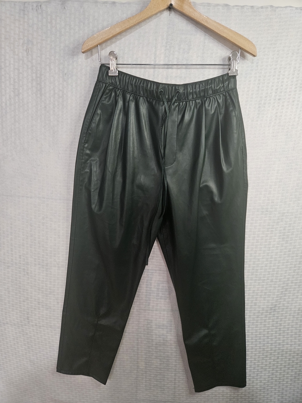 Zara Dark Green Faux Leather Jogger Pants Size S